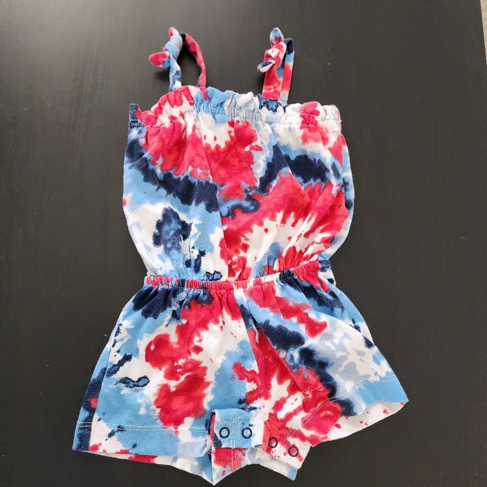 The Children's Place Tie-Dye Romper - Red, Blue & White